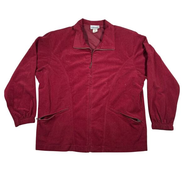 Graff Jackets & Blazers - Graff Vintage Jacket Womens Medium Red Full Zip Corduroy USA Made Zip Pockets